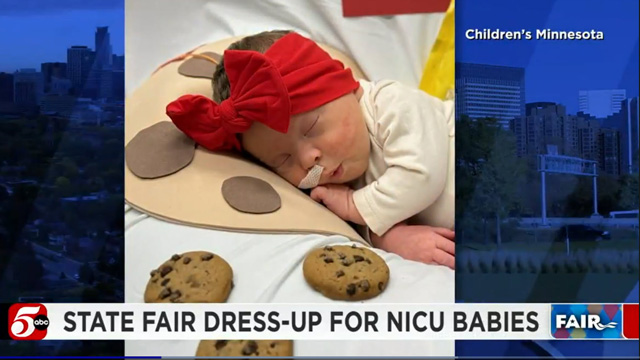 Screenshot of NICU dress up for babies segment